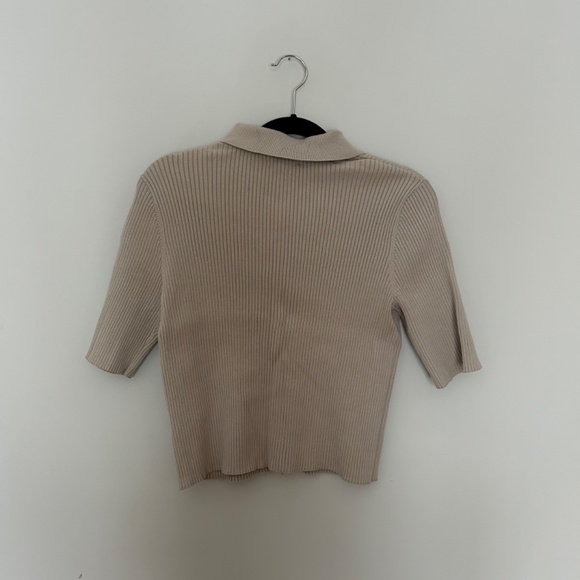 Short Sleeved Ribbed Polo Sweater - Picture 3 of 3